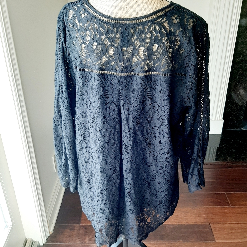 STYLE & CO WOMEN'S BLACK LACE TOP